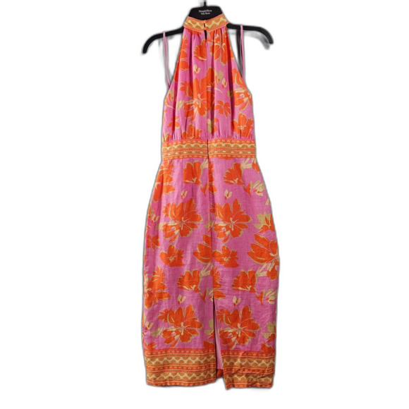 New Antonio Melani Dress Naomi Bloom Pink Linen Blend SZ 2 Summer Halter Sheath - Picture 3 of 10